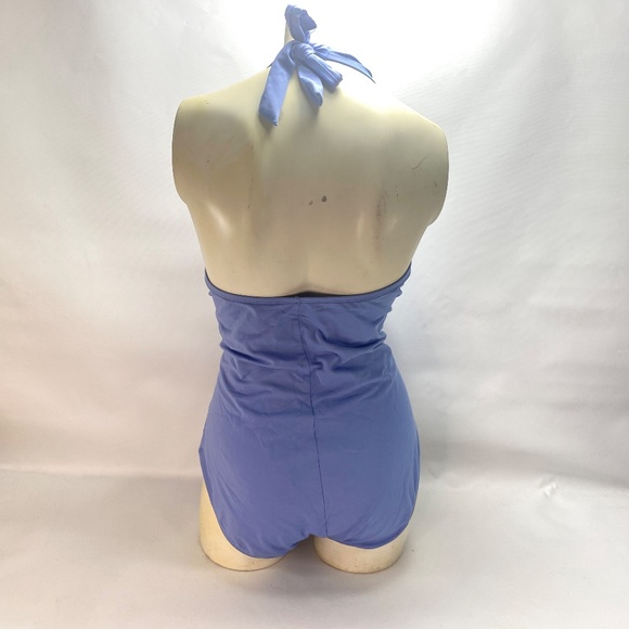 Liz Claiborne One Piece Swimsuit 16 Ruched Front Tie Neck Strap Light Padded - Picture 6 of 13